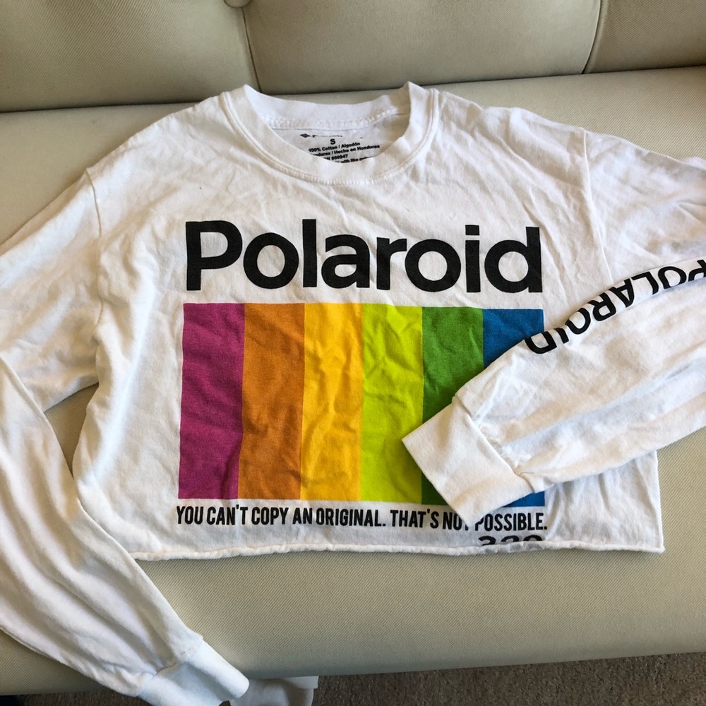 Polaroid Graphic Crop Top with Rainbow Icon